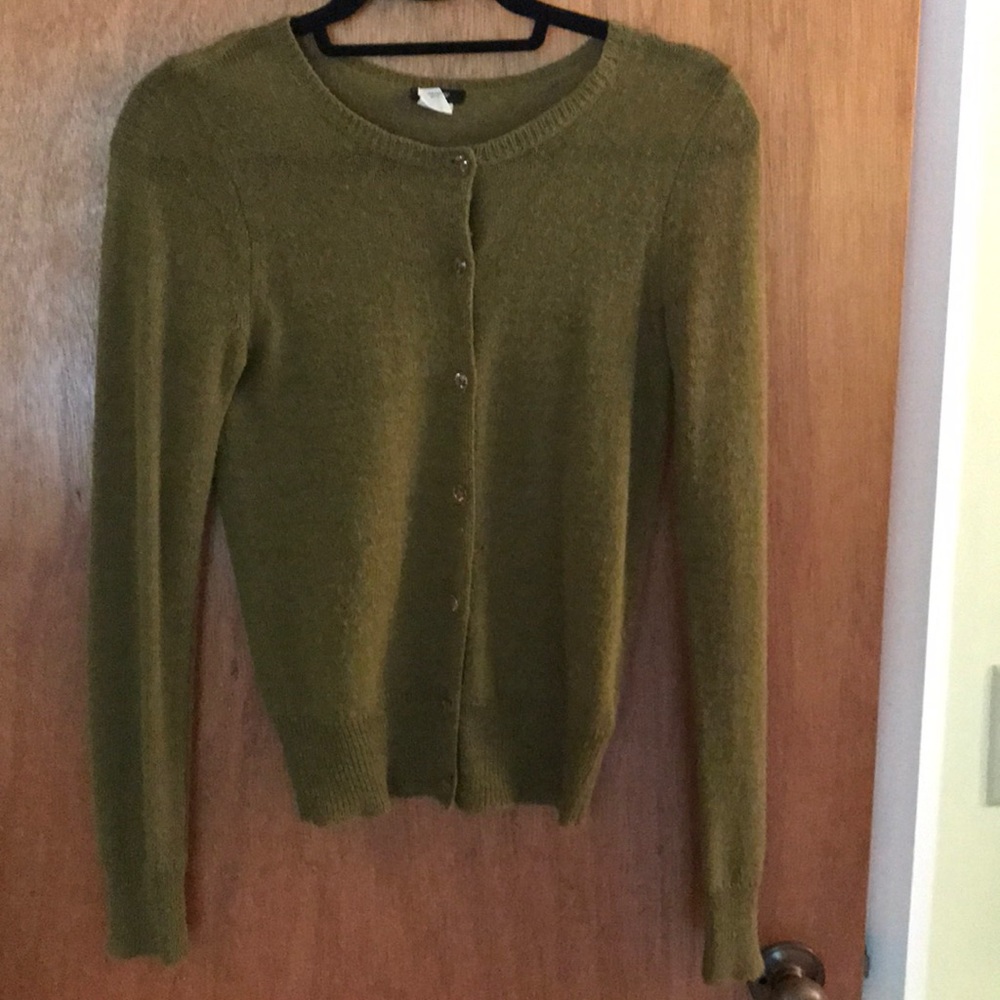 Madewell Olive Green “Bling Button” Cardigan
